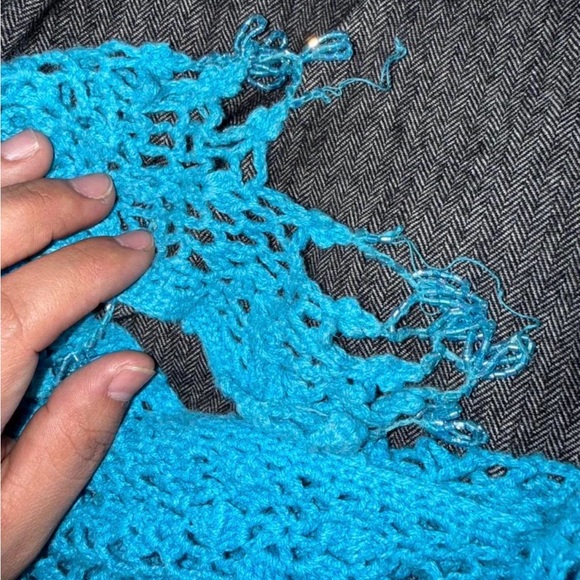 Soft Surroundings Turquoise Crochet Knit Top - Picture 5 of 6